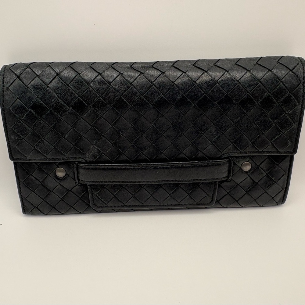 Bottega Veneta Intrecciato Leather Flap Wallet dark navy Wallet-unique - Picture 6 of 13